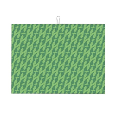 

Dish Drying Mat Abstract green geometric pattern Highly Absorbent Microfiber Drying Mat Kitchen Counter or Sink Drawer Liner 18x24 Kitchen Drying Mat Coffee Mat Kitchen Essentials