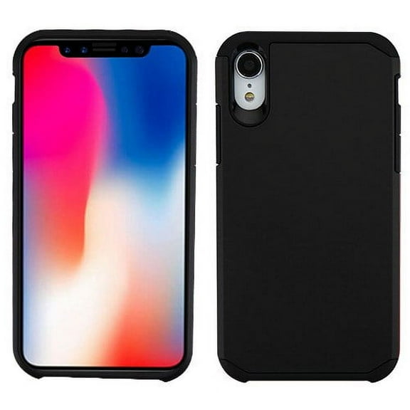 Apple iPhone XR (6.1 Inch) - Phone Case Protective Shockproof Hybrid Rubber TPU Rugged Cover BLACK Slim Phone Case for Apple iPhone Xr (6.1")