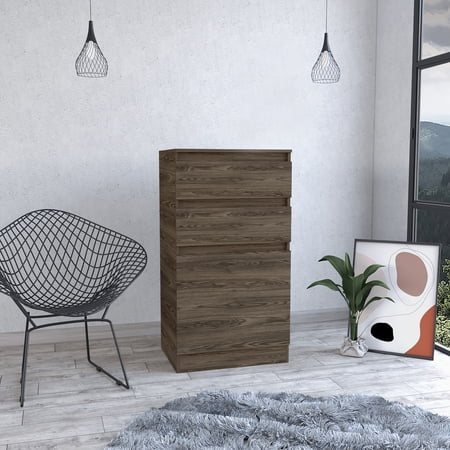 Bedroom Dresser In Dark Walnut With Jewelry Box Mirror 2 Drawers & Single Door Cabinet For Practical Storage Solution Elegant Decoration