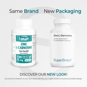 SuperSmart Zinc L-Carnosine 75mg per Day (Well-Tolerated) - Zinc Carnosine Supplement | Non-GMO & Gluten Free - 120 Vegetarian Capsules
