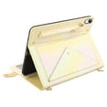 thumbnail image 6 of Colorful Handbag for iPad mini 2021/mini 2024, Stand PU Leather Protection Cover with Crossbody Strap&Handstrap with elastic, Multi-Card Slots Cash Pocket Pen Slot Envelope Case, Apricot, 6 of 10
