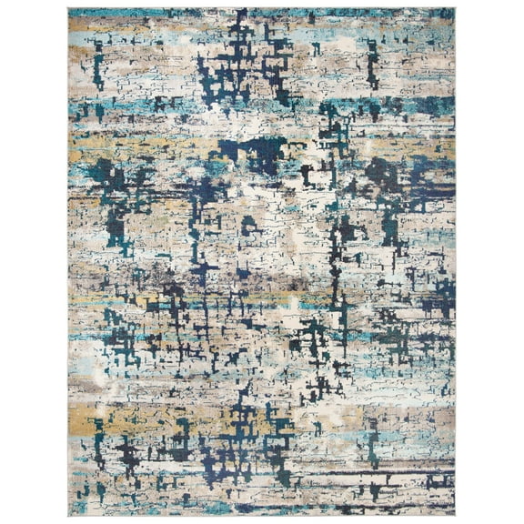 SAFAVIEH Madison Roswell Vintage Abstract Area Rug, Cream/Blue, 12' x 15'