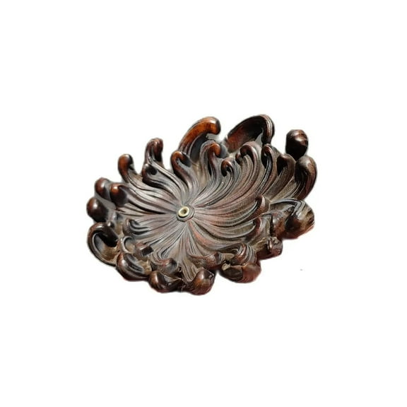 Chinese Boxwood Art Chrysanthemum Statue Tea Pet Incense Hold Stand Table Deco decorative sculpture home decor