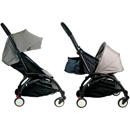 Babyzen YOYO + 0+ and 6+ Black Stroller with Bassinet, Seat and Canopy (Choose Your