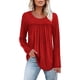 thumbnail image 2 of Camisas de maestra,Blusa plisada de manga larga para mujer, camisa informal de cuello redondo con cinturilla, tejido de punto elástico, ideal para el hogar y la oficina, sopatenor, 2 of 9