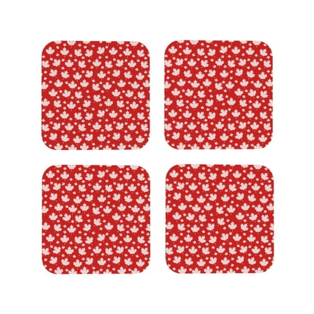 

Leather Coasters with Heat-resistant for Drinks Maple Leaves Cup Coasters Cup Pad Mat for Tabletop Protection Coffee Table Office Desk and Housewarming Gift