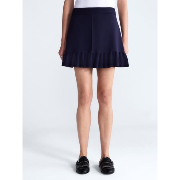 Free Assembly Women's Ruffle Mini Sweater Skirt, Sizes XS-XXL