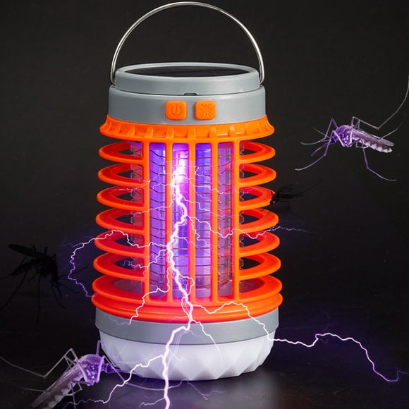 Teissuly Solar Bug Zapper Outdoor Waterproof Mosquito Zapper for Patio Home Camping, 3 in 1 Cordless Mosquito Light Killer Portable Small Bug Zapper - Camping Light, Mosquito Killer, Flashlight