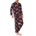 thumbnail image 2 of Fotbe Leopard Print Pijama de Hombre con Estampado de Manga Larga, Conjunto de 2 Piezas, Ropa de Dormir Suave y Cómoda con Bolsillos-Large, 2 of 7
