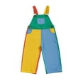 thumbnail image 2 of Toddler Kids Color Block Contrast Denim Overalls Adjustable Strap Full Length Bib Overall Romper, 2 of 10