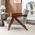 thumbnail image 2 of Leumius Mid Century Modern Accent Chair,Upholstered Reading Armchair with Solid Wood Frame,Accent Chair for Living Room Bedroom Apartment, Easy Assembly,Light Gray, 2 of 9