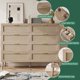 thumbnail image 4 of Cómoda de 8 cajones de ratán natural - Mueble de madera estilo campestre - Patas resistentes y tiradores dorados - Ideal para dormitorio, salón y entrada - Color Roble, 4 of 8