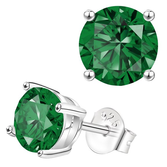 Saintda Round Shaped May Birthstone Earrings for Women 925 Sterling Silver Stud Earrings Birthday Christmas Gifts
