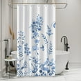 thumbnail image 2 of Small Half Size Stall Shower Curtain with 6 Hooks Shower Stall Curtain 36 x 72 Light Blue Floral 36 inch Shower Curtain for Bathroom/RV and Camper (Light Blue), 2 of 6
