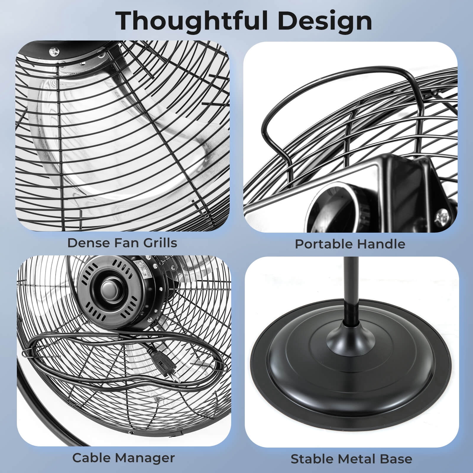 Costway 18" High Velocity Standing Fan with 3 Speeds 360° Tilt & Adjustable Height for Home Office Black