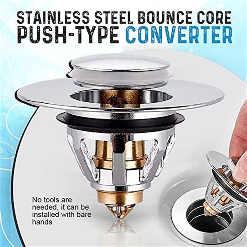 Universal Edition Stainless Steel Bullet Core Push Type No Overflow Pop Up Sink  Drain Plug with Basket for Kitchen and Bathroom - Walmart.com