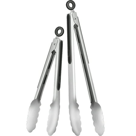 

Avery Stainless Steel Made Silicone Cooking Tongs 12” And 9” Kitchen Tongs For Cooking With Non Slip Grip Hanging Ring With Unique Kitchen Kit - Metal Tongs – Set Of 2
