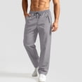 thumbnail image 6 of Men's Casual Pants Drawstring Elastic Waist Chino Pants Straight Leg Slacks Cotton Twill Trousers with Pockets,twill chino pants Light Gray M, 6 of 7