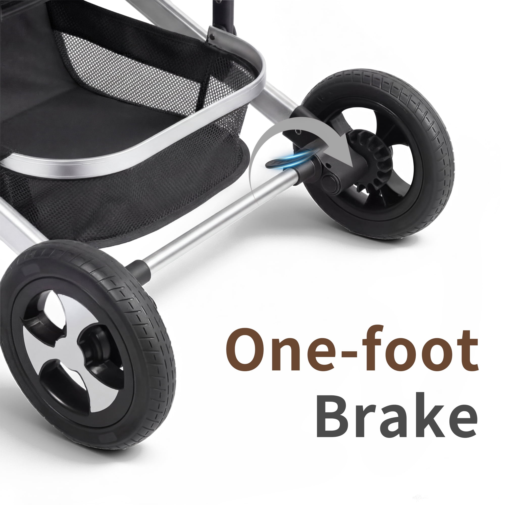 AILEEKISS 3-in-1 Convertible Baby Stroller with Big Seat and Adjustable Canopy, 24 Pounds, Black Silver