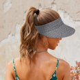 thumbnail image 4 of Xysaqa Wide Brimmed Sun Visor Hat foe Women Roll Up Sun Protection Foldable Straw Hat for Summer Outdoor Beach Travel Trendy, 4 of 5