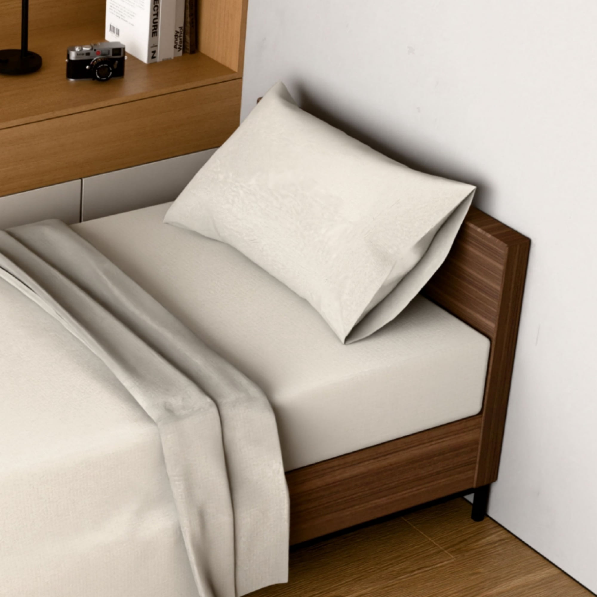 GARITIN Brushed Microfiber Twin 3-Piece Bed Sheets Set, 90GSM Ultra-Soft Breathable Bedding, 14-Inch Deep Pocket Fitted Sheet, Shrinkage Fade Wrinkle Resistant Easy Care Machine Washable, White
