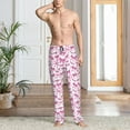 thumbnail image 2 of Goofa Pink bows Pattern Printed Soft Pajama Pants for Men, Wide Leg Comfy Casual Lounge Yoga Pants-, 2 of 6