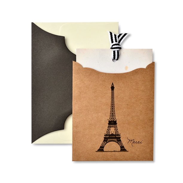 Stanley Eiffel Tower 'Merci' Pocket Thank You Cards, 10 count