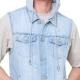 thumbnail image 5 of G-Style USA Men's Detachable Hood Denim Jean Vest DK108 - ICE - 5X-Large, 5 of 8