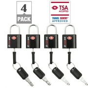Forge TSA Approved Luggage Locks, Black 4 Pack, Ultra-Secure Dimple Key Travel Locks, Lifetime Warranty