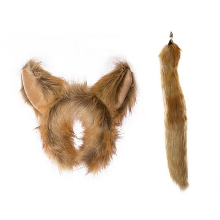 Wildlife Tree Plush Fennec Fox Ears Headband and Tail Set for Fennec Fox Costume, Cosplay, Pretend Animal Play or Safari Party