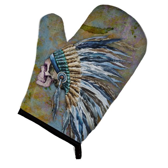 Caroline's Treasures Day of the Dead Indian Chief Skull Oven Mitt, Multicolor, 12" x 8.5"