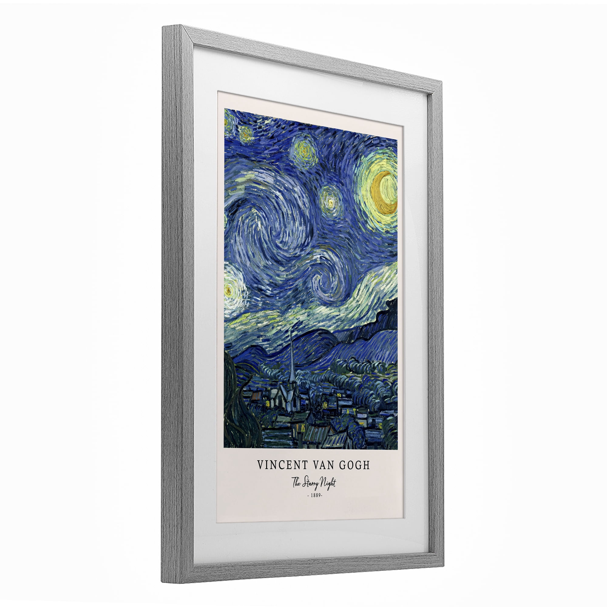 Stupell Industries Classic Starry Night Van Gogh Gray Framed Print Under Glass, design by Vintage Hustle
