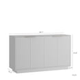 thumbnail image 2 of PORKISS 55.1" Fluted Sideboard, Modern Wood Buffet Cabinet with Storage, Accent Cabinet with Adjustable Shelves for Dining Room, Living Room & Entryway, White, 2 of 7
