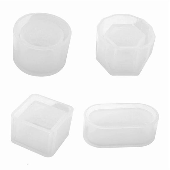 CEORPER DIY UV Flowerpot Resin Mold 4 Pieces Handmade Storage Box Hexagon Silicone Mold