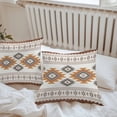 thumbnail image 6 of Throw Pillow Covers 24x24 Inch Set of 2, Southwest Geometric Waterproof Outdoor Pillow Covers, Western Beige Grey Boho Vintage Wooden Decorative Cushion Pillowcases for Couch, Sofa, Bed, Patio, 6 of 9