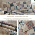 thumbnail image 7 of Beartech Quilt Set Queen Size Plaid Stripe Patchwork Microfiber Lightweight Reversible Bedspread Coverlet Bedding Set, 7 of 7