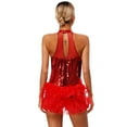 thumbnail image 3 of TiaoBug Women's Glitter Sequins Latin Dance Leotard Dancewear Jazz Ballroom Samba Dance Dress Red M, 3 of 7