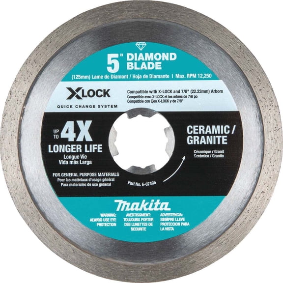 Makita X-LOCK 5 In. Continuous Rim Dry/Wet Cut Diamond Blade E-07406