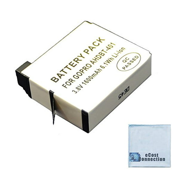 Batterie pour GoPro HERO4 Édition Argent et Noir, 1600 mAh & un Chiffon en Microfibre eCostConnection