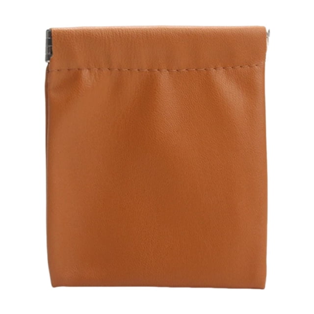 Bolsa de maquillaje pequeña de piel sintética, bolsa para joyas, accesorios cosméticos, mini monedero, organizador para pendientes, cuentas, collares Marrón 10x12cm