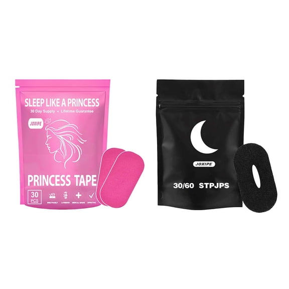 Mouth Tape for Sleeping - 60 Strips (1 Month Supply), Gentle Adhesion Pink Black Strips, Snoring Relief & Nasal Breathing Aid for Yoga/Gym