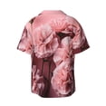 thumbnail image 5 of KLL Delicate Pink Carnations Print Men's Shirt Short Sleeve Button Down Summer Cuba Beach Shirts- Medium, 5 of 5