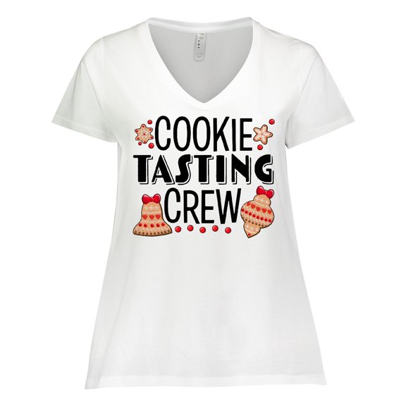Inktastic Christmas Cookie Tasting Crew with Holiday Cookies Women's Plus Size V-Neck T-Shirt