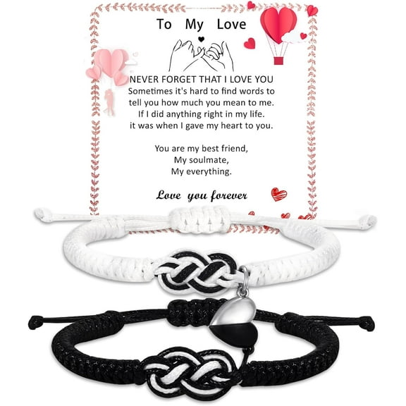 Couple Gifts Bracelets Matching Bracelets Adjustable Rope Bracelets for Couples Christmas Anniversary Valentines Gifts for Him Her Boyfriend Girlfriend Lovers Husband Wife