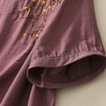 thumbnail image 6 of Casual Loose Fit Tops for Women Embroidery Floral Print Short Sleeve Blouses Summer Cotton Linen Tunic Shirts, 6 of 7