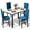 Rhombus Pattern & White & Blue, variant on MOOSENG Kitchen Table Set for 4, Modern Dining Table Set, Modern Faux Marble Tabletop and 4 Velvet Upholstered Dining Chairs, Compact Kitchen Table Set for Home