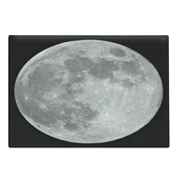 Moon Cutting Board, Black and White Full Moon Detailed Photography of Heavenly Space Themed Image, Decorative Tempered Glass Cutting and Serving Board, Large Size, Black Pale Grey, by Ambesonne