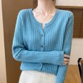thumbnail image 5 of Fmbrln Womens Knitted Cardigan Sweaters Fashion Long Sleeve V Neck Button Cardigans Tops Casual Loose Solid Color Cardigan Coat Light Blue L, 5 of 5