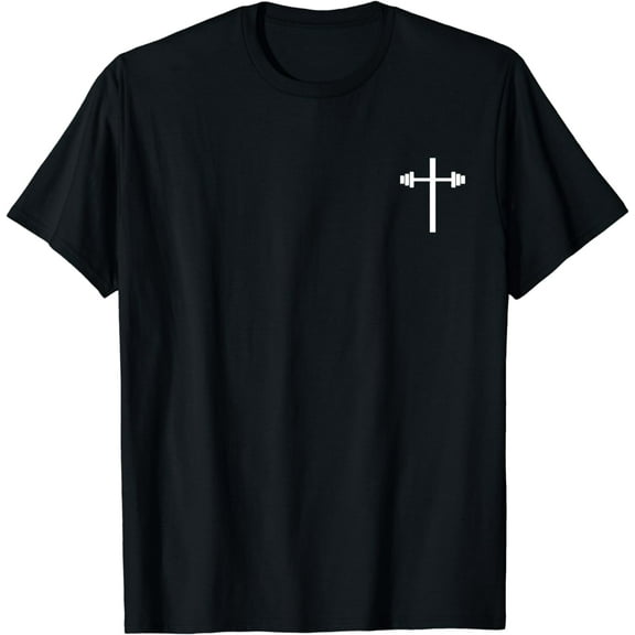 Dumbbell Barbell Cross Christian Gym Workout Lifting T-Shirt