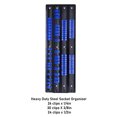 thumbnail image 4 of "Compact 80-Piece Socket Organizer with Spring Ball Bearings, Ideal for Toolbox & Workspace Organization, Fits All Drive Sockets, Durable Iron & ABS Construction in Blue & Black", 4 of 7